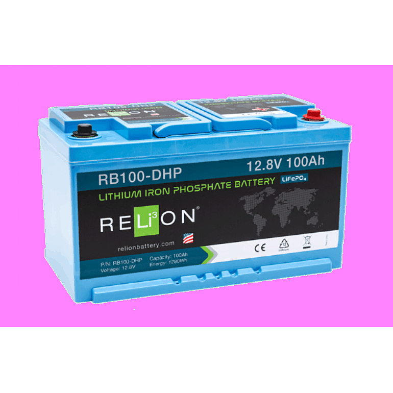 RELiON 12.8V 100Ah DIN-HP 4SC LiFePO4 Battery REL-RB100-DHP